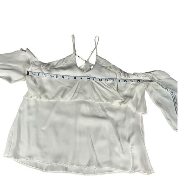 Paige 100% Silk Luciana Top in White Size Small Off Shoulder Sleeve Boho Halter - Picture 11 of 15